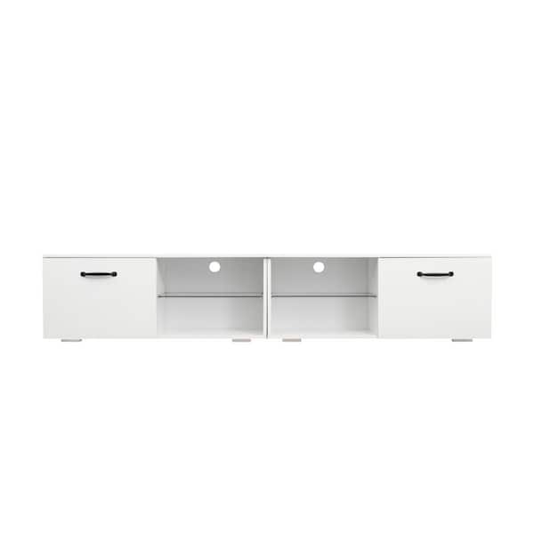 79 in. Modern White TV Stand with RGB Light Fits TV's up to 80 in. with  2-Door Lockers and Shelves SW-DSG-WH-2 - The Home Depot