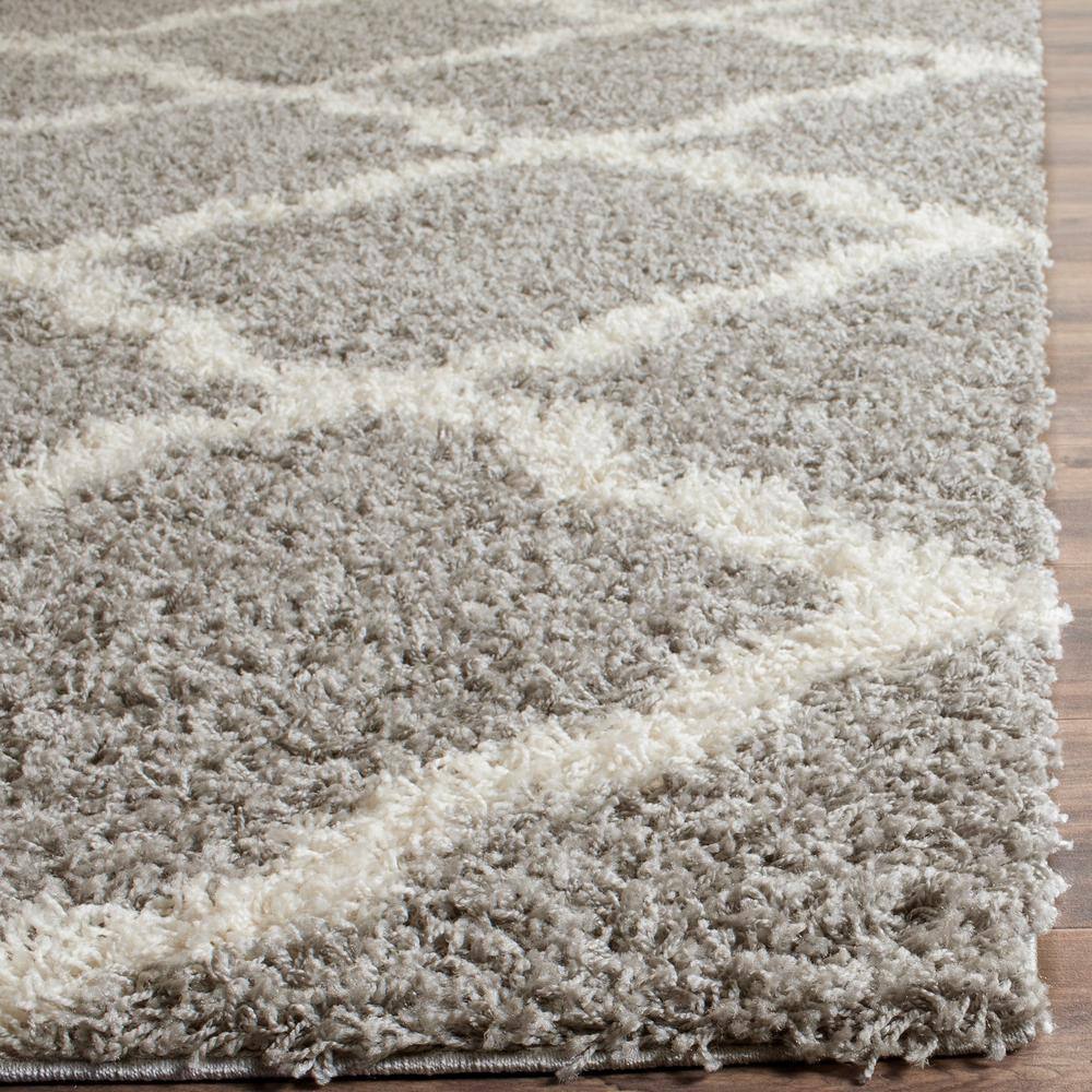 Grey and Ivory High Pile Shag Area Rug, 10' x 14'