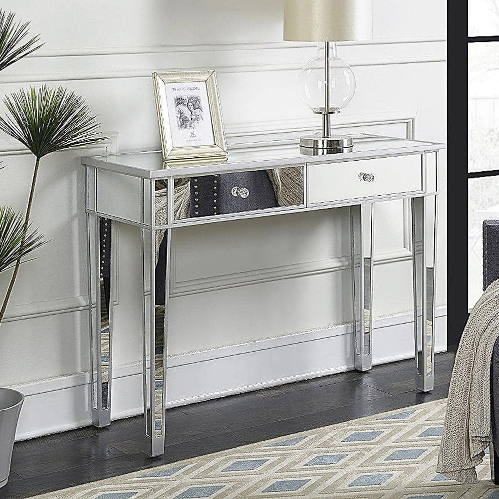 Mirrored Glass Vanity Table with 2 Drawers
