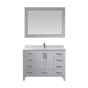 Shannon 48 in. Bath Vanity in Paris Grey with Composite Vanity Top in White with White Basin and Mirror