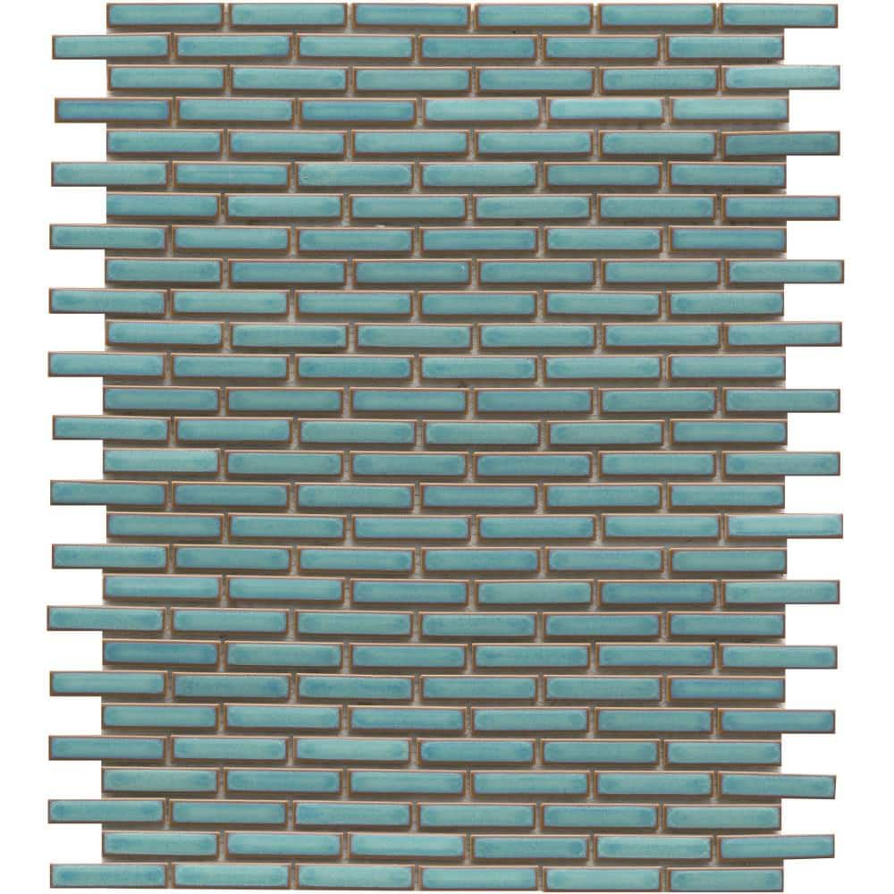 Regala 12" x 12" Blue Porcelain Herringbone Mosaic Tile