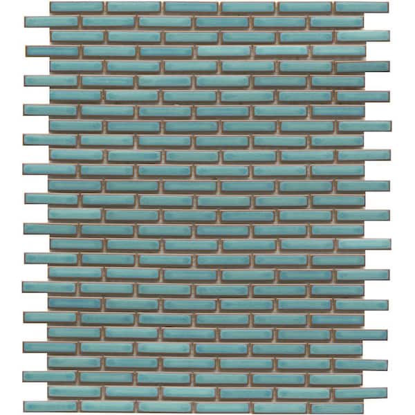 EMSER TILE Regala 20-Pack Present 12 in. x 12 in. Glossy Mini Offset Mosaic Porcelain Wall Tile (19.12 sq. ft./Case)