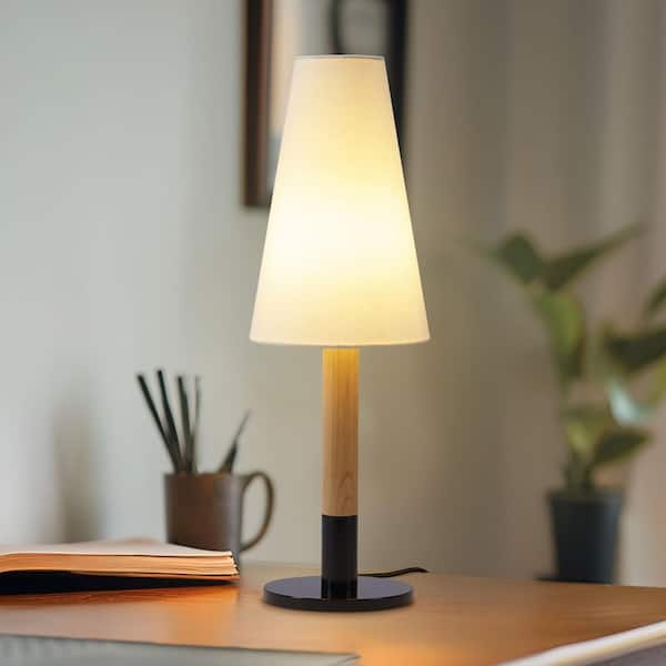 Arthur LED Oak Wood Modern Empire Dimmable Bedside Nightstand Desk Lamp