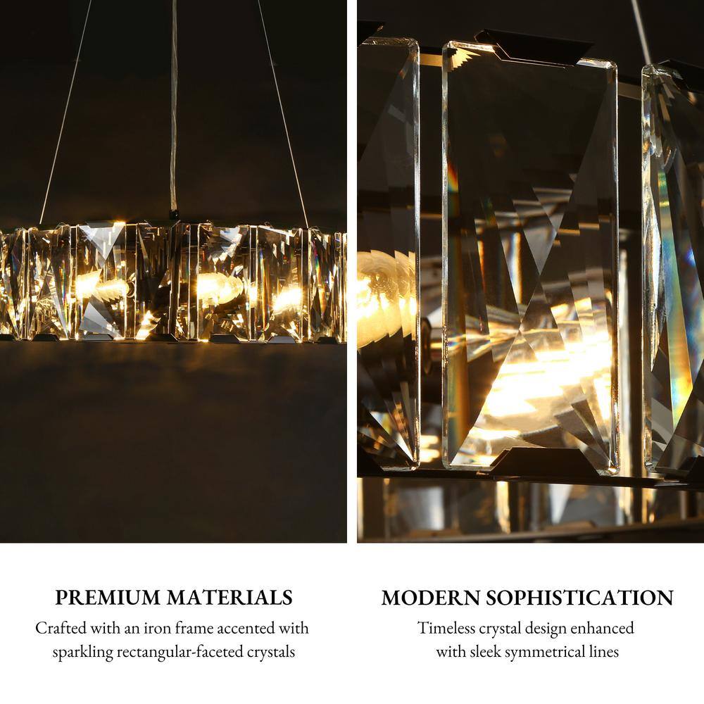 Modern Black Crystal 6-Light Drum Chandelier with Clear Crystals