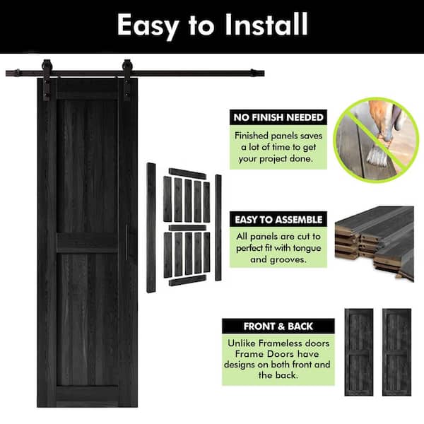 HOMACER 24 in. x 96 in. H-Frame Black Double Pine Wood