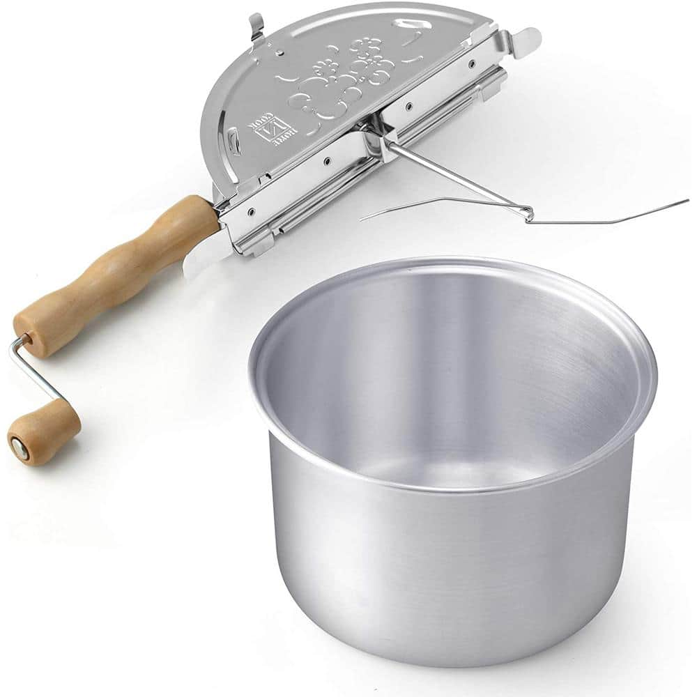 6 qt. Aluminum Stovetop Popcorn Popper Silver