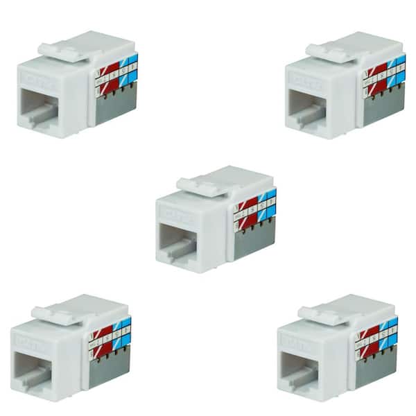 Commercial Electric Category 5e Jack in White (5-Pack)