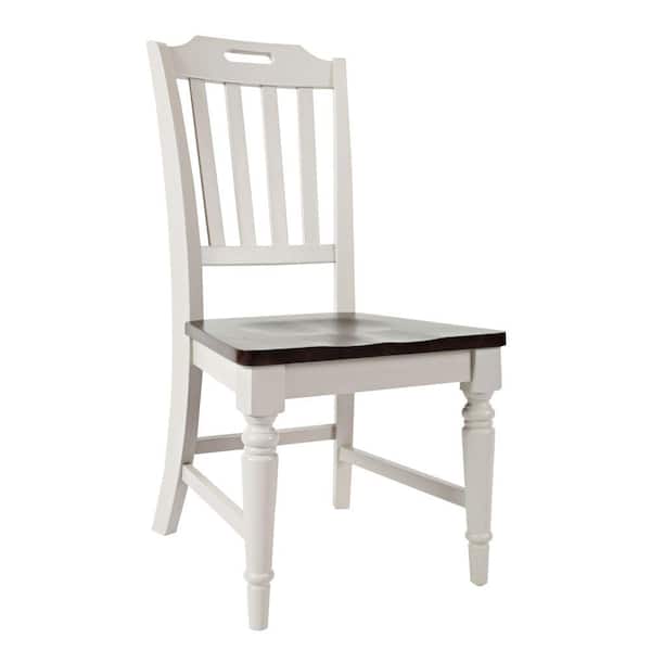 Benjara Brown And Light Gray Wooden Chair With Slat Back Design (Set Of 2)