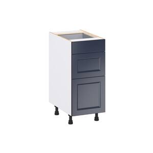 Laramie 15 in. W x 24 in. D x 34.5 in. H Assembled Drawer Base Kitchen Cabinet in Painted Blue with 3 Drawers