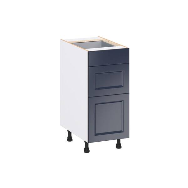 J COLLECTION Laramie 15 in. W x 24 in. D x 34.5 in. H Assembled Drawer Base Kitchen Cabinet in Painted Blue with 3 Drawers