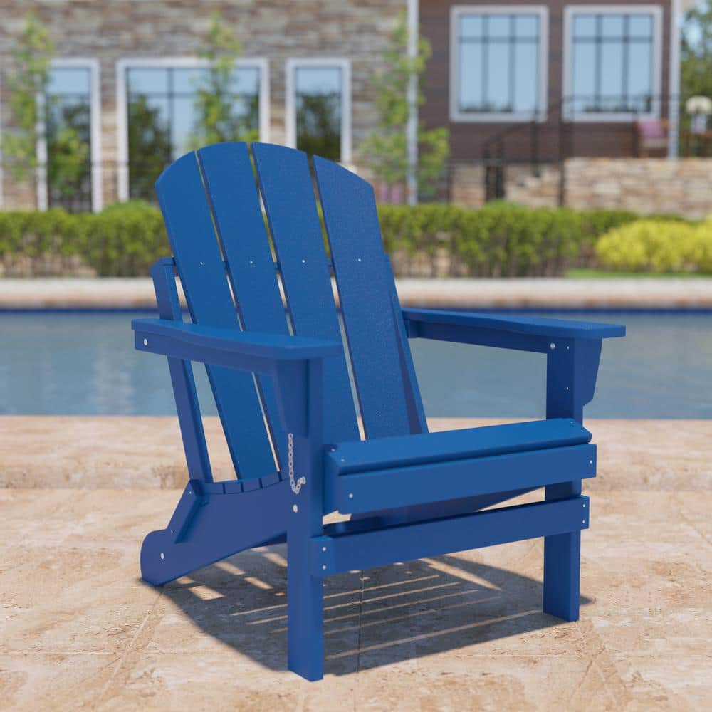 Classic Navy Blue Folding HDPE Adirondack Chair ADINA The Home Depot   Plastic Adirondack Chairs Adina 64 1000 