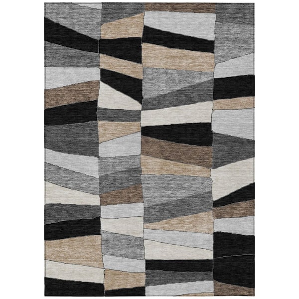 Chantille Machine Washable Indoor/Outdoor Abstract ACN2836 Black 9 ft. x 12 ft. Area Rug