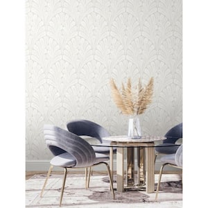 56 sq ft. Neutral Shell Damask Pre-Pasted Wallpaper