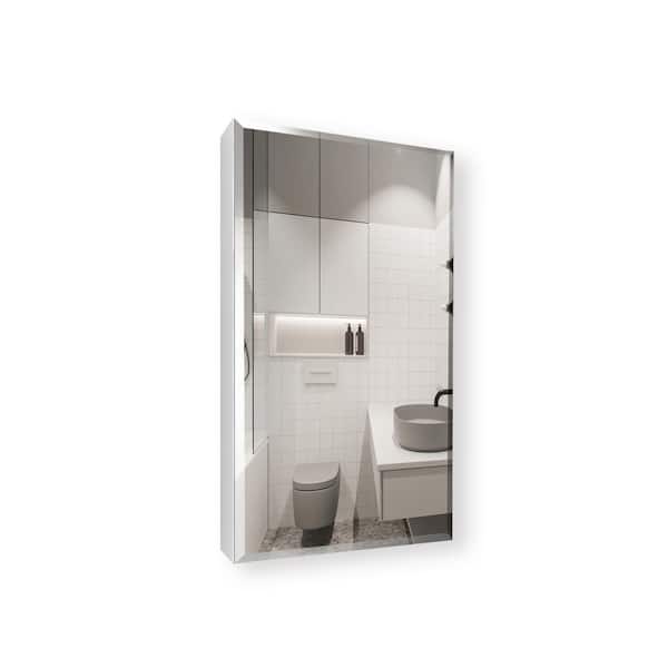 HBEZON Nestor 15 in. W. x 26 in. H Recessed/Surface Mount Rectangular Aluminum Medicine Cabinet with Mirror