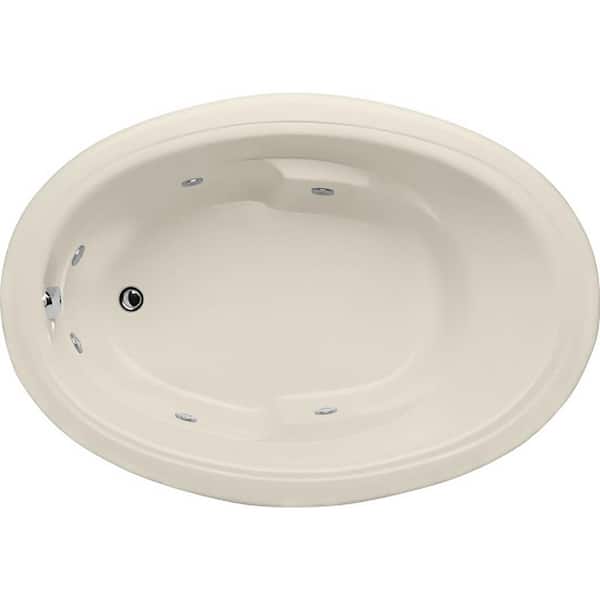 Hydro Systems Studio Oval 66 in. Acrylic Oval Drop-in Whirlpool Bathtub in Biscuit