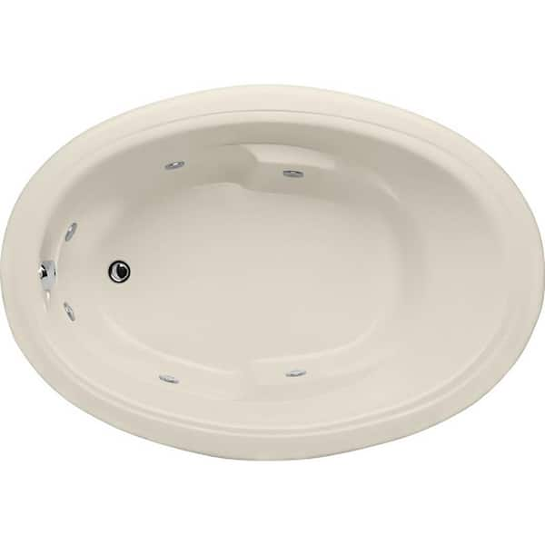 Hydro Systems Studio Oval 72 in. Acrylic Oval Drop-in Whirlpool Bathtub in Biscuit