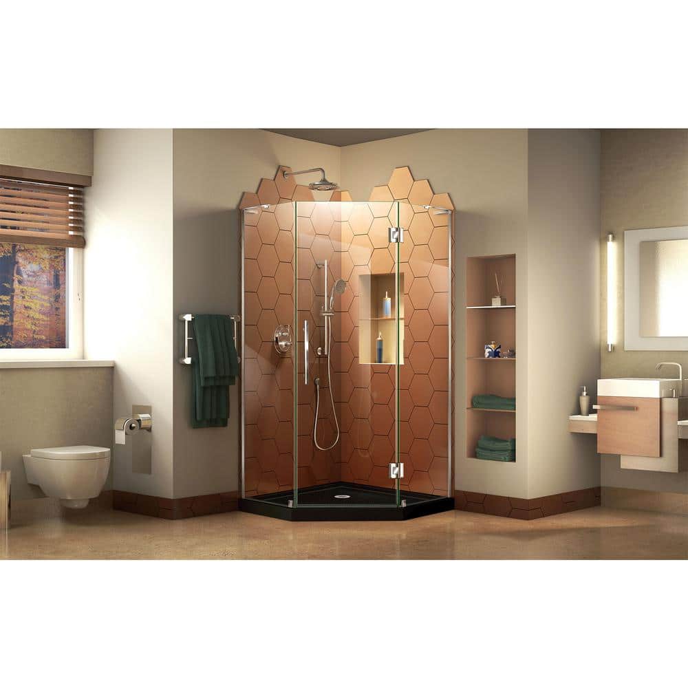 Prism Plus 42" Frameless Neo-Angle Shower Enclosure with Black Hardware