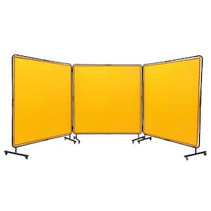 Welding Screen with Frame, 6ft. x 6ft. 3 Panel Welding Curtain Screens, Flame-Resistant Vinyl Welding Protection Screen