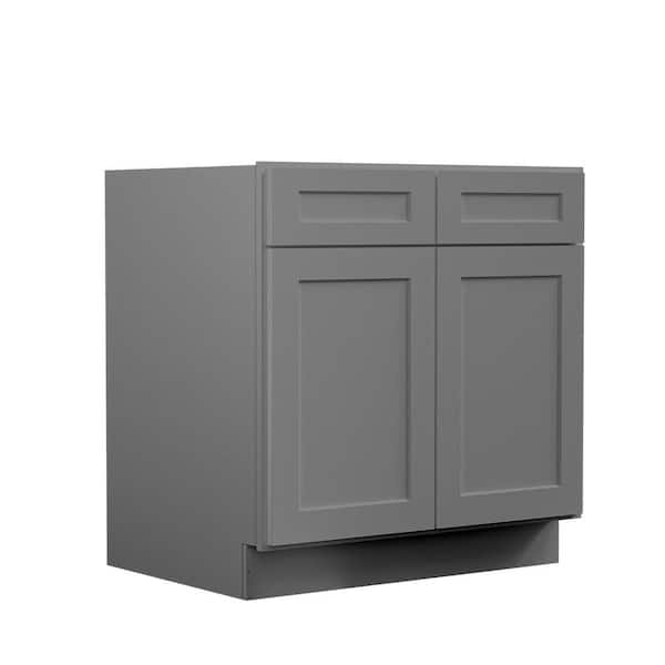 Hausvita 33 in. W x 24 in. D x 34.5 in. H Ready to Assemble Plywood Base Kitchen Cabinet in Shaker Grey