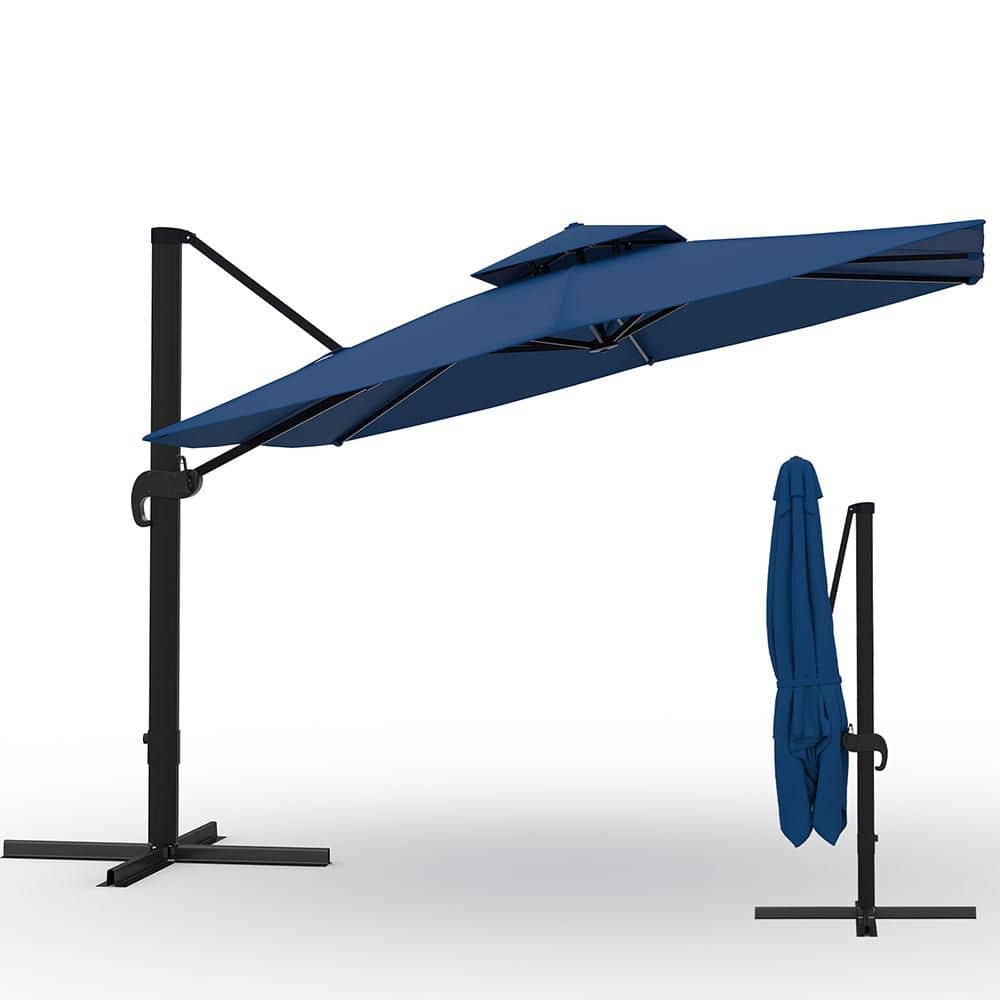 10 ft. x 10 ft. Cantilever Patio Umbrella, 360° Rotating Aluminum Offset Umbrella with Adjustable Height, Navy Blue price history on PriceWatchPro
