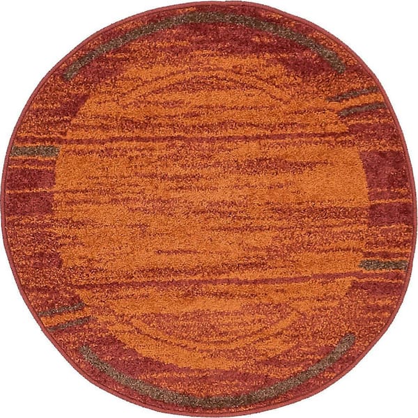 Unique Loom Autumn Foilage Terracotta 3' 3 x 3' 3 Round Rug