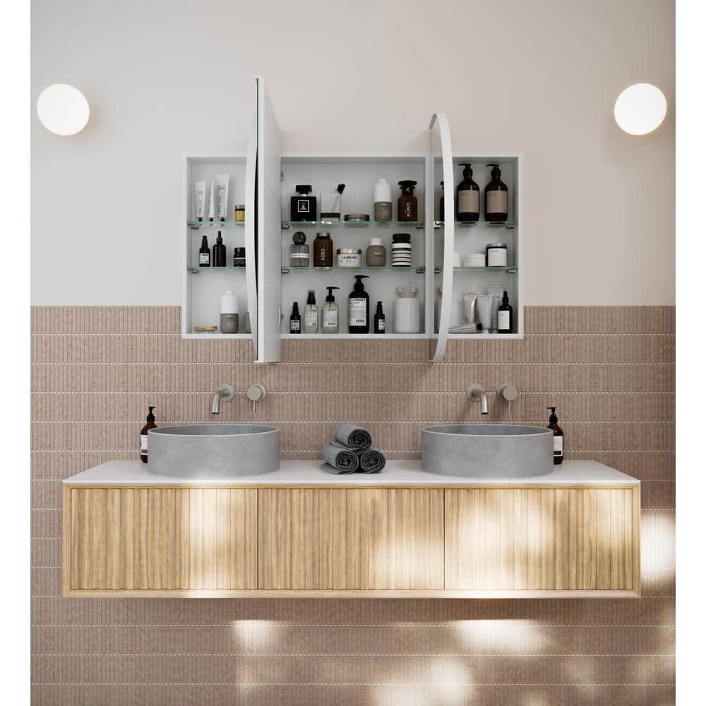 White 60" x 30" Recessed Medicine Cabinet with Adjustable Shelves