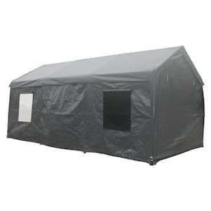 10 ft. x 20 ft. x 9.4 ft. Heavy-Duty Outdoor Car Canopy Carport Portable Garage, Gray