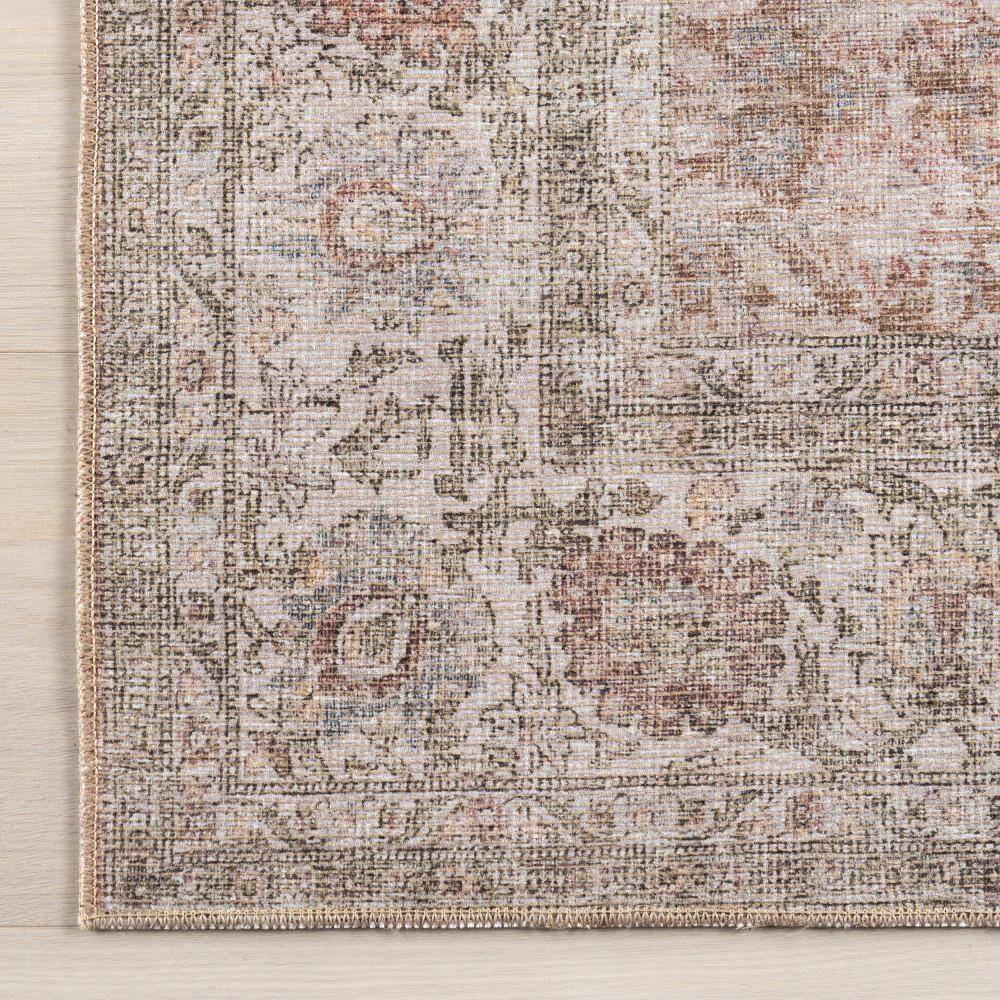 Glenette Rust Rectangular Synthetic Vintage Medallion Area Rug