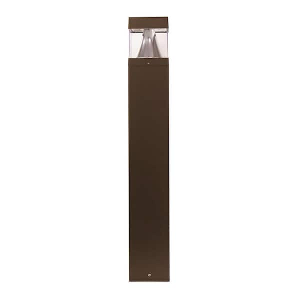 SOLUS 42 in. x 6.3 in. 120-Volt to 277-Volt Square Line-Voltage Bronze LED Bollard Light Exterior Surface Mounted Aluminum