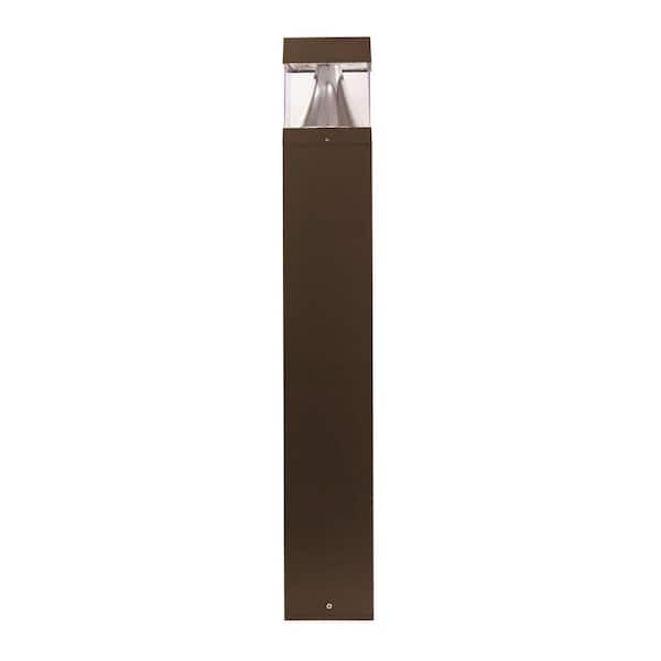 42 in. x 6.3 in. 120-Volt to 277-Volt Square Line-Voltage Bronze LED Bollard Light Exterior Surface Mounted Aluminum