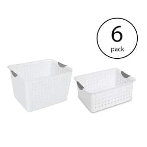 Deep and Medium Ultra Plastic Storage Bin Organizer Basket Pair (6-Pack)