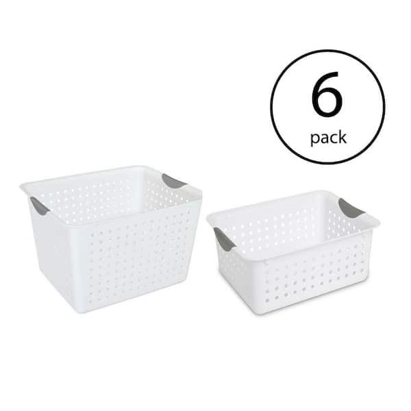 Deep and Medium Ultra Plastic Storage Bin Organizer Basket Pair (6-Pack)