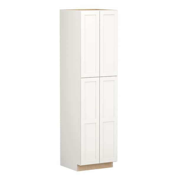 SIMPLY WOODMARK PRO Shaker Full Overlay 24 in. W x 24 in. D x 90 in. H Plywood Assembled Utility Kitchen Cabinet in Linen White
