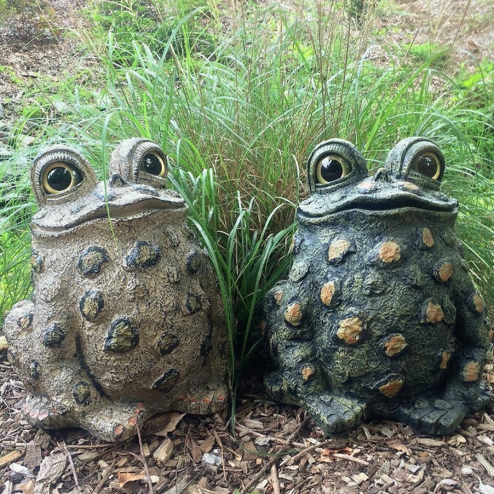 Large Natural Brown Resin Whimsical Toad Garden Statue