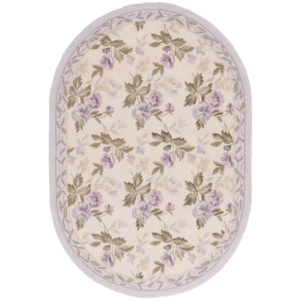 Chelsea 5 ft. x 7 ft. Oval Ivory Geometric Floral Area Rug