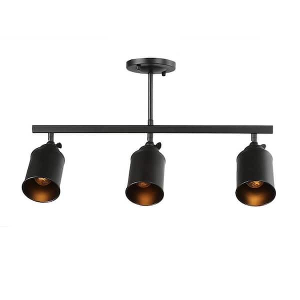 Unbranded 1.875 ft. 3-Light Matt Black Farmhouse Track Lighting Kit with Cylinder Heads Suitable for Kitchen, Living Room