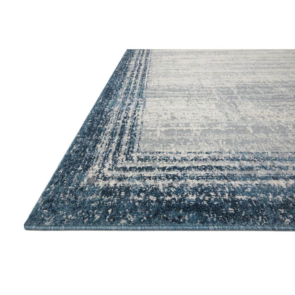 Pebble Blue Abstract Wool-Blend Rectangular Rug - 6'7" x 9'2"