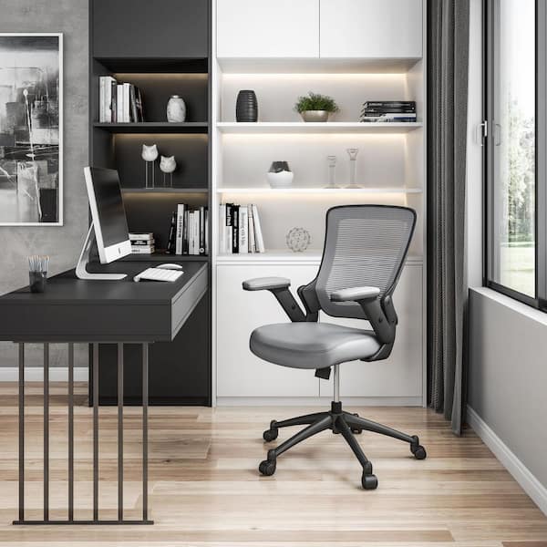 Techni Mobili Mid-Back Mesh Office Task Chair with Height Adjustable Arms in Gray
