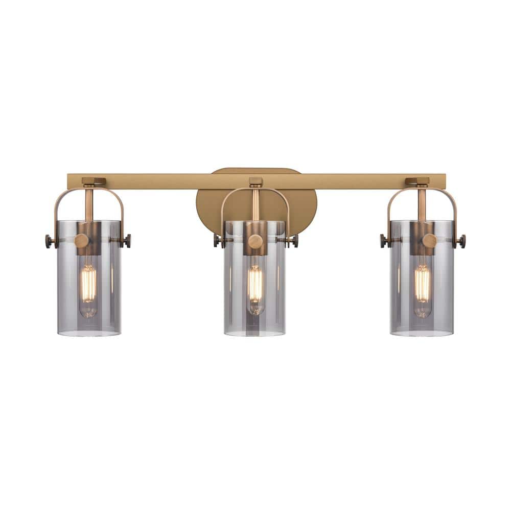 Pilaster II Cylinder 24.88 in. 3-Light Brushed Brass Vanity Light with Black Glass Shade price history on PriceWatchPro