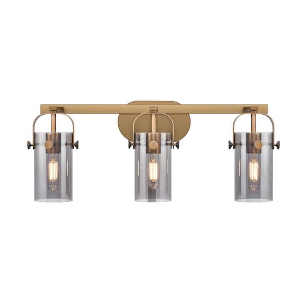 Innovations Pilaster II Cylinder 24.88 in. 3-Light Brushed Brass Vanity Light with Glass Shade