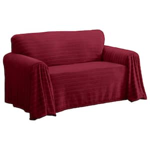 Nolan Cozy Burgundy Polyester Fits on Loveseat Cover 1-Piece