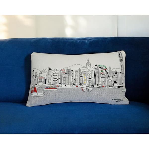 Cream Solid Polyester 14 in. x 24 in. Throw Pillow