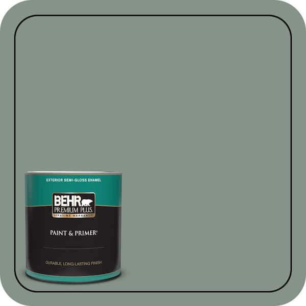 BEHR PREMIUM PLUS 1 qt. #460F-4 Wethersfield Moss Semi-Gloss Enamel Exterior Paint & Primer