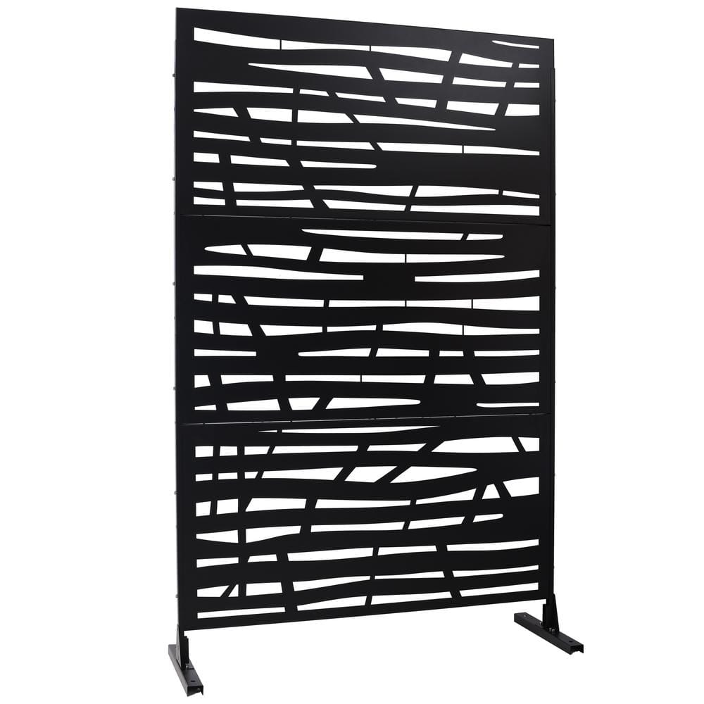6.3 ft. H x 4 ft. W Black Outdoor Privacy Screen Metal Decorative Screen Pa