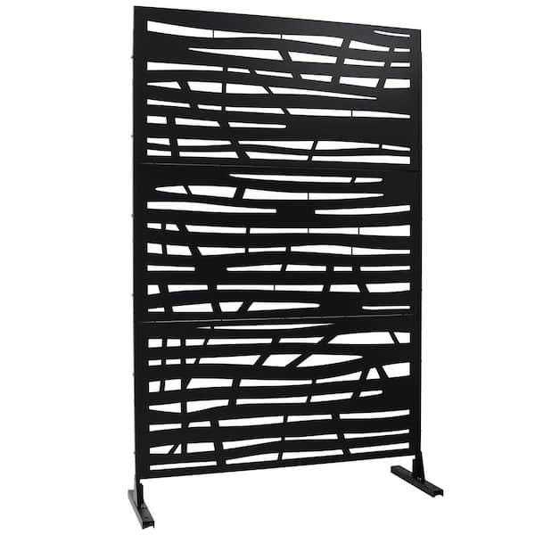 Unbranded 6.3 ft. H x 4 ft. W Black Outdoor Privacy Screen Metal Decorative Screen Panel Freestanding Garden Fence Panels