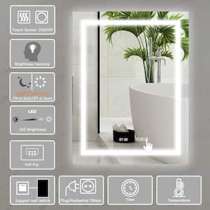 28 in. W x 36 in. H Rectangular Frameless V or H Wall Mounted LED Light Bathroom Vanity Mirror