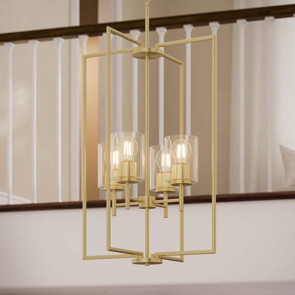Replay 18 in. 4-Light Brushed Gold Pendant Light with Clear Glass Shades price history on PriceWatchPro