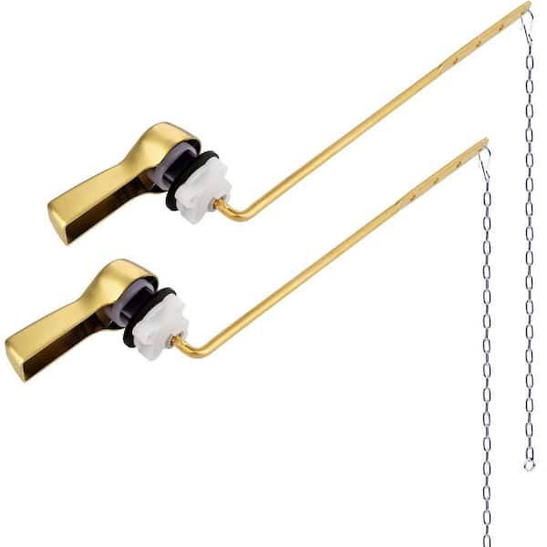 Universal Front Toilet Handle Bidet Part Bidet Attachment in Brushed Gold with 2-Pack Flush Lever and Stainless Chains