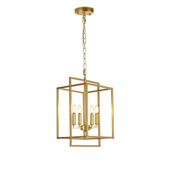 Unbranded 10.71 in. 4-Light Modern Gold Farmhouse Chandeliers for Dining Room for Kitchen Island Entryway Bedroom Foyer