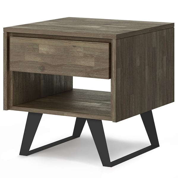 Simpli Home Lowry 22 in. W Distressed Grey End Table AXCLRY-02-GR